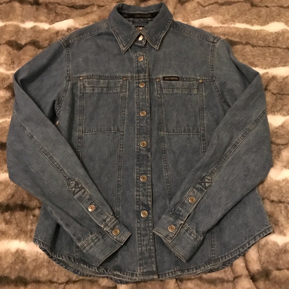 Vintage Harley Davidson Denim Button-up Jacket - Picture 4 of 8